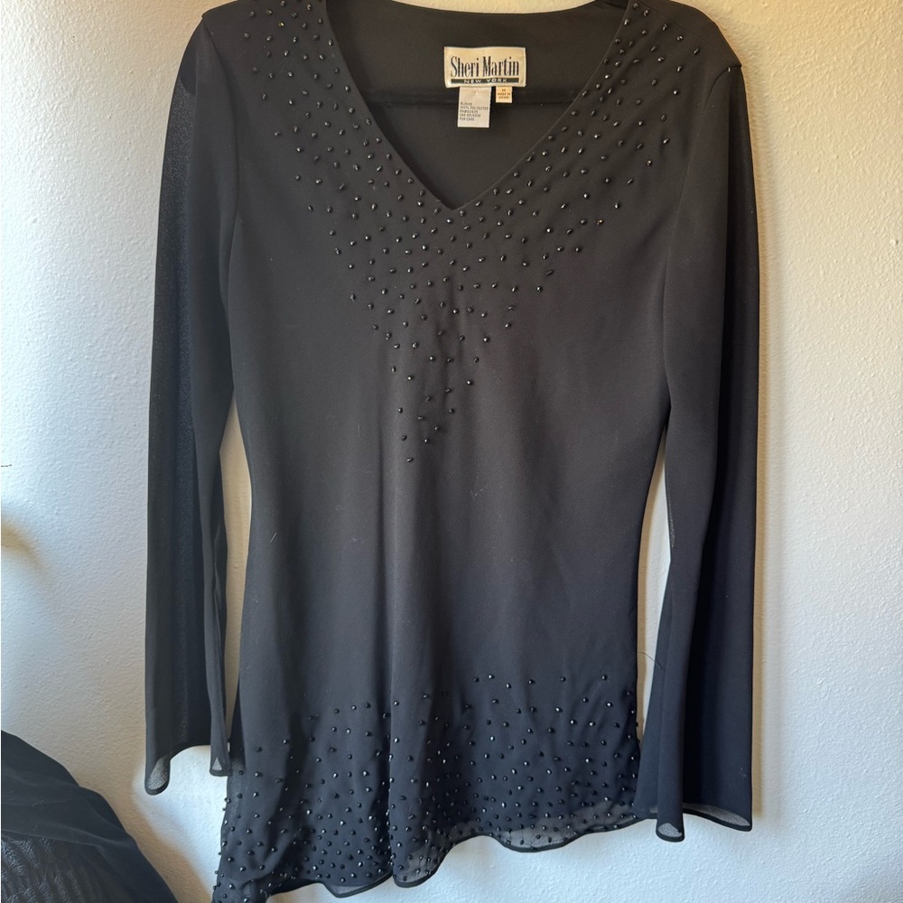 Vintage Sheri Martin Black Embellished Women's Top